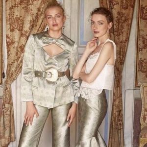 NWT Markarian Salvo Green Brocade Suit